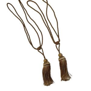 Curtain Tassels GOLD Braided Cord Drapery Tie Backs 5” Tassel 19” Length